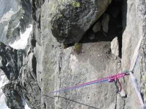 kwalitatief hoogstaande rappelpost Typische rappel in het hooggebergte