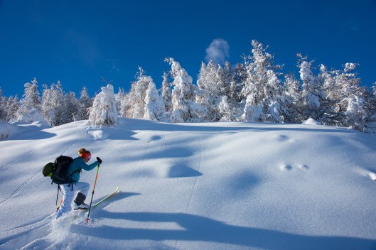 Sandra aan het sporen in Puy-St-Vincent.(c) Rogier Van Rijn