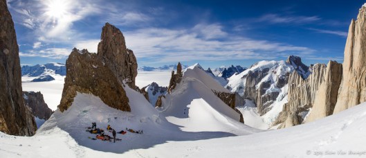 Bivy on a platform 200 meters below Col d'esperanza