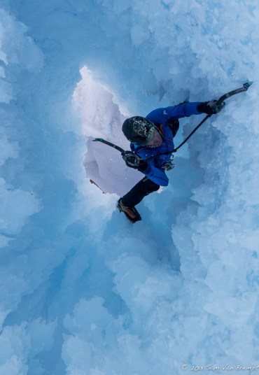 A view into the final musroom tunnel, Stu McAleese on the lead