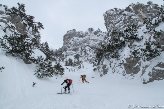 Met de ski's naar boven...