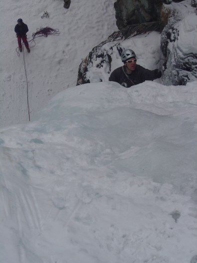 Andy in de 2e lengte van Cascade de Lillaz