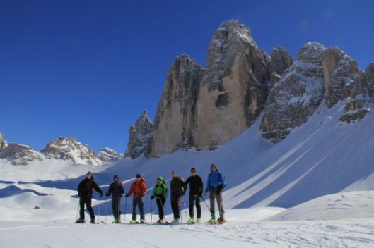 The team underneath the famous 3 Cime di Lavaredo ©Sanne