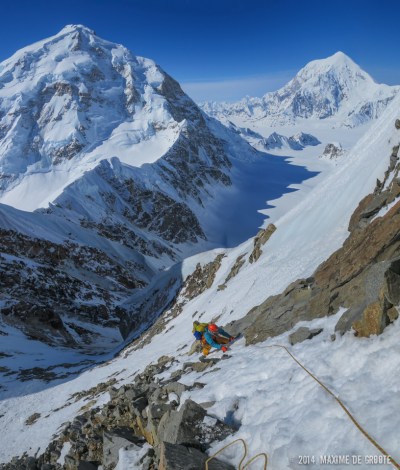 Sam approaching the summit ridge