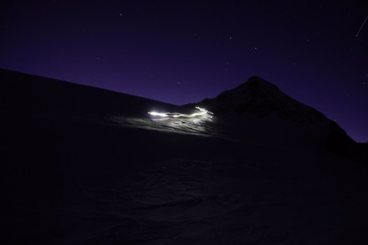 Nachtelijke afdaling richting  Müller Hutte